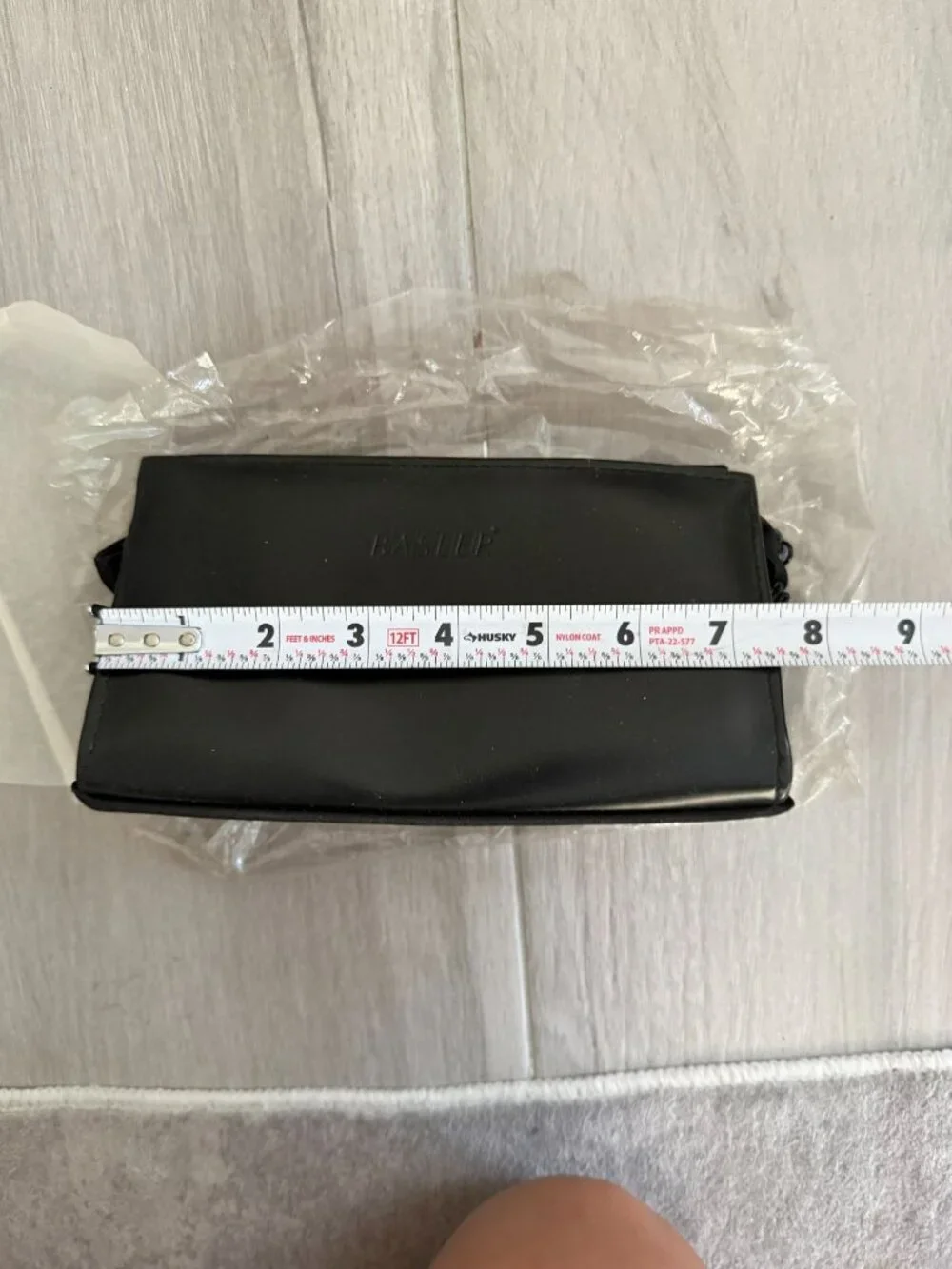 BASLER Black Leather Makeup Toiletry Bag NEW NWOT